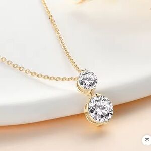 New GRA Certified Moissanite Diamond Necklace, 1.7 Carat, .925 18 K